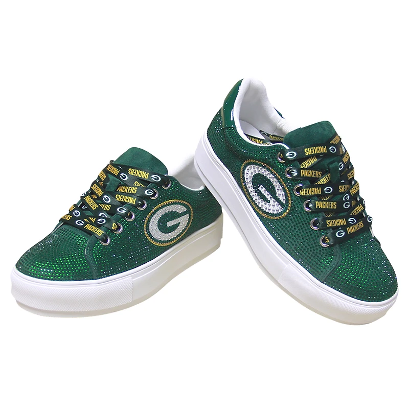 Women's Cuce Green Bay Packers Team Color Crystal Sneakers