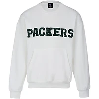 Women's Cuce White Green Bay Packers Chenille Jeweled Sweatshirt