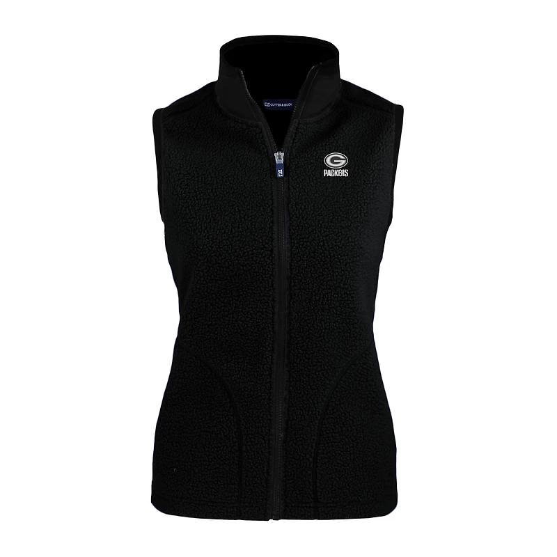 Gilet zippé en polaire Sherpa Cascade Eco pour femme Cutter & Buck Black Green Bay Packers