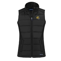 Gilet zippé entièrement recyclé en softshell écologique hybride Evoke pour femme, coupeur et Buck, noir, des Packers de Green Bay