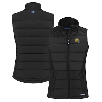 Gilet zippé entièrement recyclé en softshell écologique hybride Evoke pour femme, coupeur et Buck, noir, des Packers de Green Bay