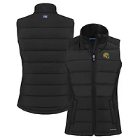 Gilet zippé entièrement recyclé en softshell écologique hybride Evoke pour femme, coupeur et Buck, noir, des Packers de Green Bay