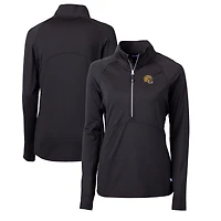 Pull-over demi-zippé en tricot extensible recyclé avec logo casque des Packers de Green Bay pour femme, Cutter & Buck, noir