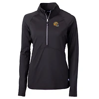 Pull-over demi-zippé en tricot extensible recyclé avec logo casque des Packers de Green Bay pour femme, Cutter & Buck, noir