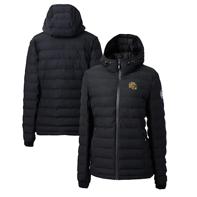 Veste matelassée isolante entièrement zippée pour femme Cutter & Buck Black Green Bay Packers avec logo du casque Mission Ridge Repreve Eco