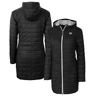 Manteau long et léger à capuche Rainier Primaloft Eco pour femme, coupe-vent buck, noir, des Packers de Green Bay