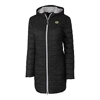 Manteau long et léger à capuche Rainier Primaloft Eco pour femme, coupe-vent buck, noir, des Packers de Green Bay