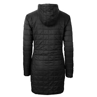 Manteau long et léger à capuche Rainier Primaloft Eco pour femme, coupe-vent buck, noir, des Packers de Green Bay