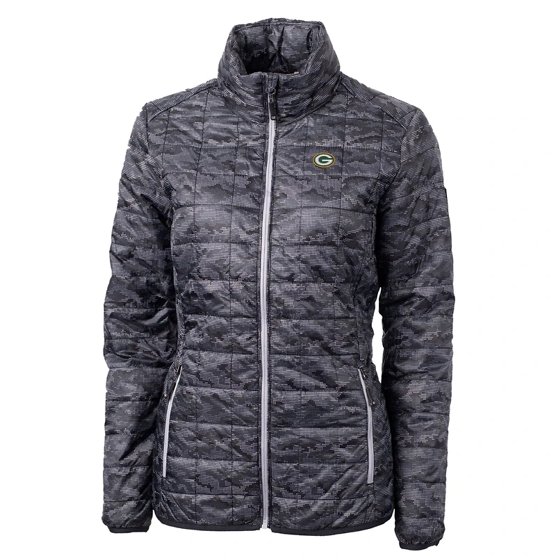 Doudoune zippée intégrale imprimée Rainier des Green Bay Packers pour femme, noire, Cutter & Buck