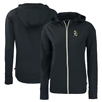 Sweat à capuche demi-zippé écologique et recyclé pour femme Cutter & Buck Black Green Bay Packers Throwback Daybreak