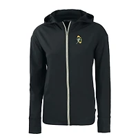 Sweat à capuche demi-zippé écologique et recyclé pour femme Cutter & Buck Black Green Bay Packers Throwback Daybreak
