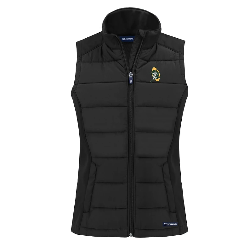 Gilet zippé entièrement recyclé en softshell hybride écologique Evoke pour femme, noir, des Green Bay Packers