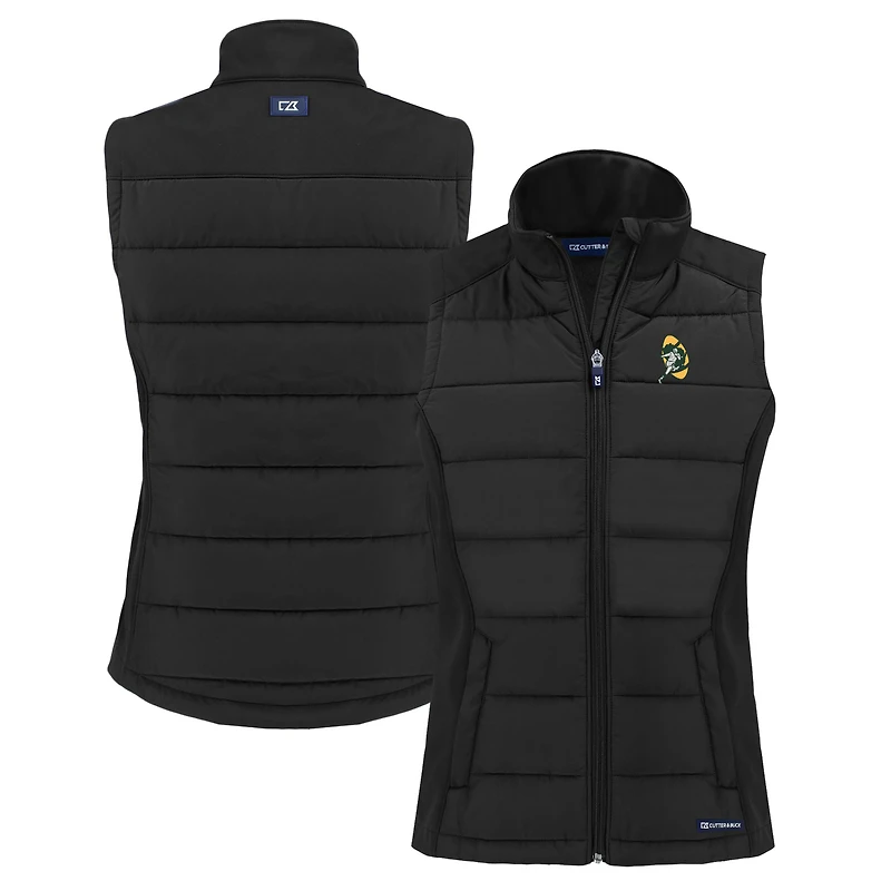 Gilet zippé entièrement recyclé en softshell hybride écologique Evoke pour femme, noir, des Green Bay Packers