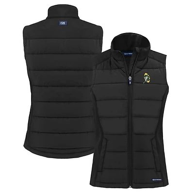 Gilet zippé entièrement recyclé en softshell hybride écologique Evoke pour femme, noir, des Green Bay Packers