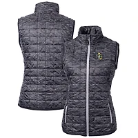 Gilet matelassé entièrement zippé imprimé PrimaLoft Eco pour femme Cutter & Buck Black Green Bay Packers avec logo rétro Rainier