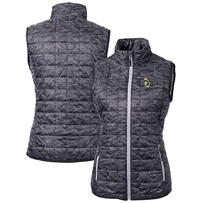 Doudoune sans manches zippée Cutter & Buck noire Green Bay Packers Throwback Logo Rainier PrimaLoft Eco imprimée pour femme