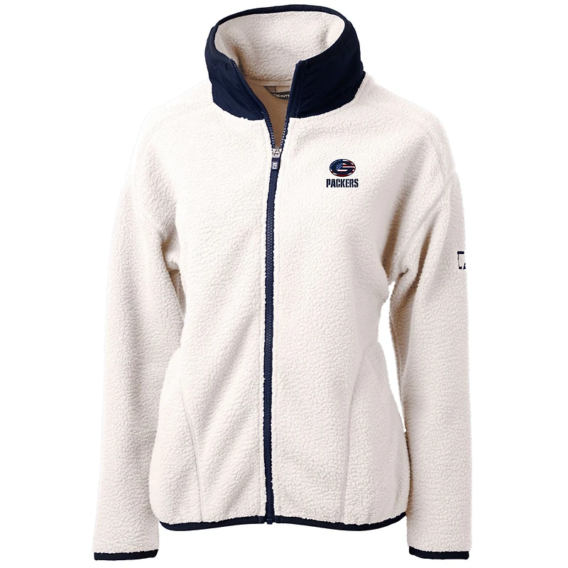 Veste polaire entièrement zippée Cascade Eco Sherpa pour femme, couleur crème Cutter & Buck des Green Bay Packers