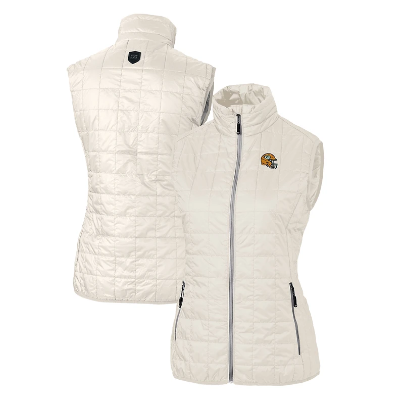 Gilet matelassé isolant entièrement zippé Rainier PrimaLoft Eco pour femme avec logo casque des Green Bay Packers, crème Cutter & Buck