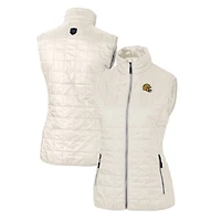 Gilet matelassé isolant entièrement zippé Rainier PrimaLoft Eco pour femme avec logo casque des Green Bay Packers, crème Cutter & Buck