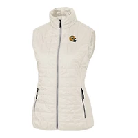 Gilet matelassé isolant entièrement zippé Rainier PrimaLoft Eco pour femme avec logo casque des Green Bay Packers, crème Cutter & Buck