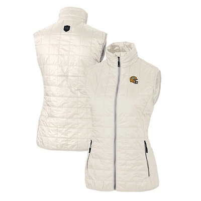 Gilet matelassé isolant entièrement zippé Rainier PrimaLoft Eco pour femme avec logo casque des Green Bay Packers, crème Cutter & Buck