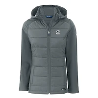 Veste à capuche entièrement zippée en tissu recyclé et softshell hybride Evoke pour femme, gris foncé, des Packers de Green Bay, Cutter & Buck