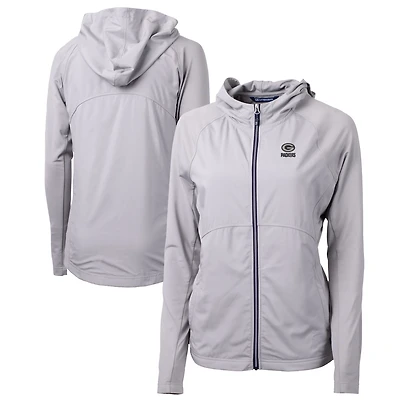 Veste hybride recyclée entièrement zippée Cutter & Buck grise des Green Bay Packers Adapt Eco Knit pour femme