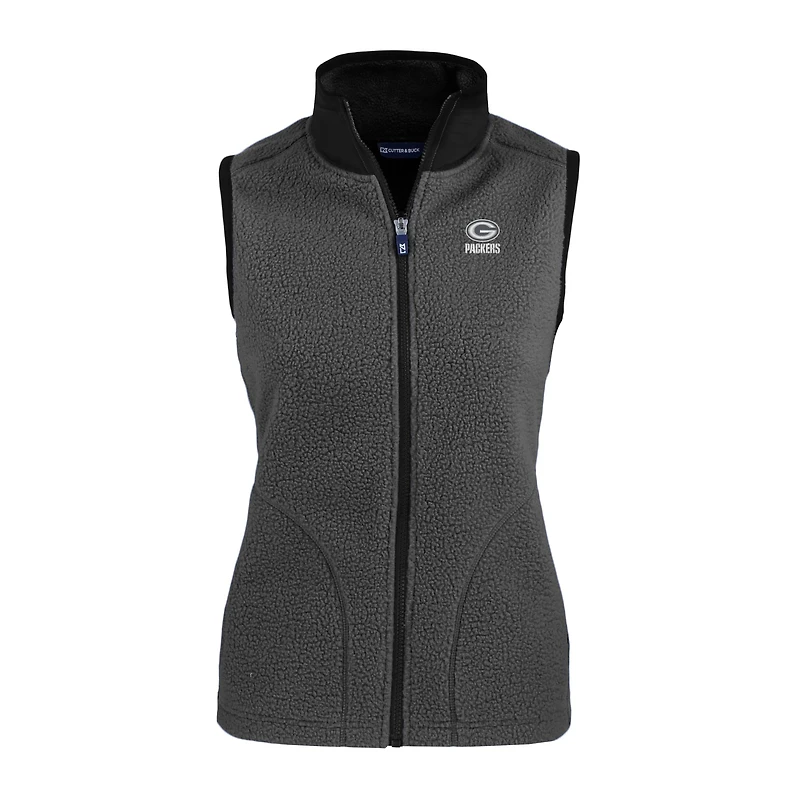 Gilet zippé en polaire Cascade Eco Sherpa pour femme, gris Cutter & Buck, des Green Bay Packers