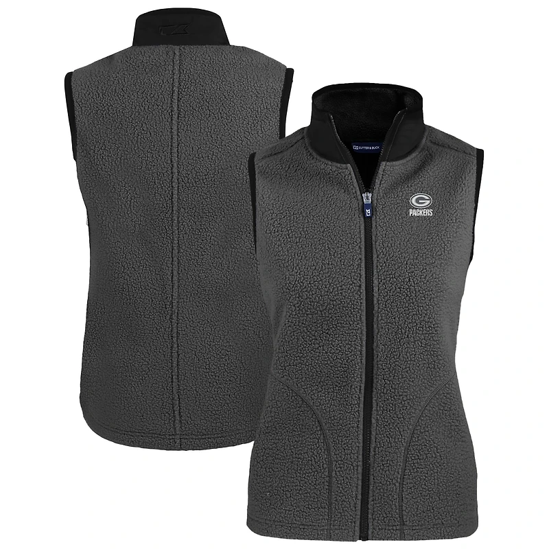 Gilet zippé en polaire Cascade Eco Sherpa pour femme, gris Cutter & Buck, des Green Bay Packers