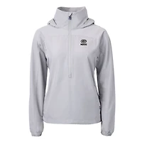Anorak à capuche demi-zippé en tissu recyclé écologique pour femme, coupeur et Buck, gris, des Packers de Green Bay Charter