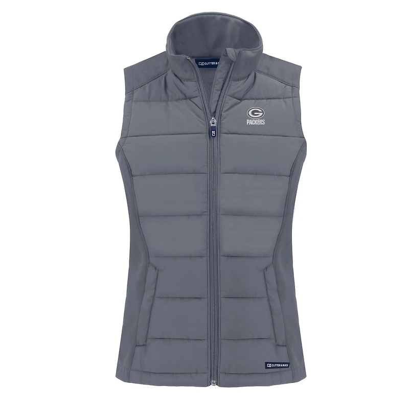 Gilet zippé hybride en softshell recyclé pour femme, gris Cutter & Buck, des Green Bay Packers, Evoke