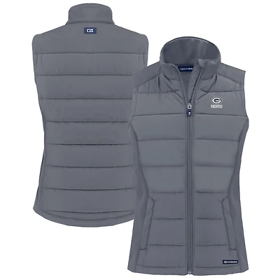 Gilet zippé hybride en softshell recyclé pour femme, gris Cutter & Buck, des Green Bay Packers, Evoke