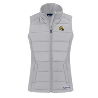 Women's Cutter & Buck  Gray Green Bay Packers Helmet Evoke Hybrid Eco Softshell Recycled Full-Zip Vest