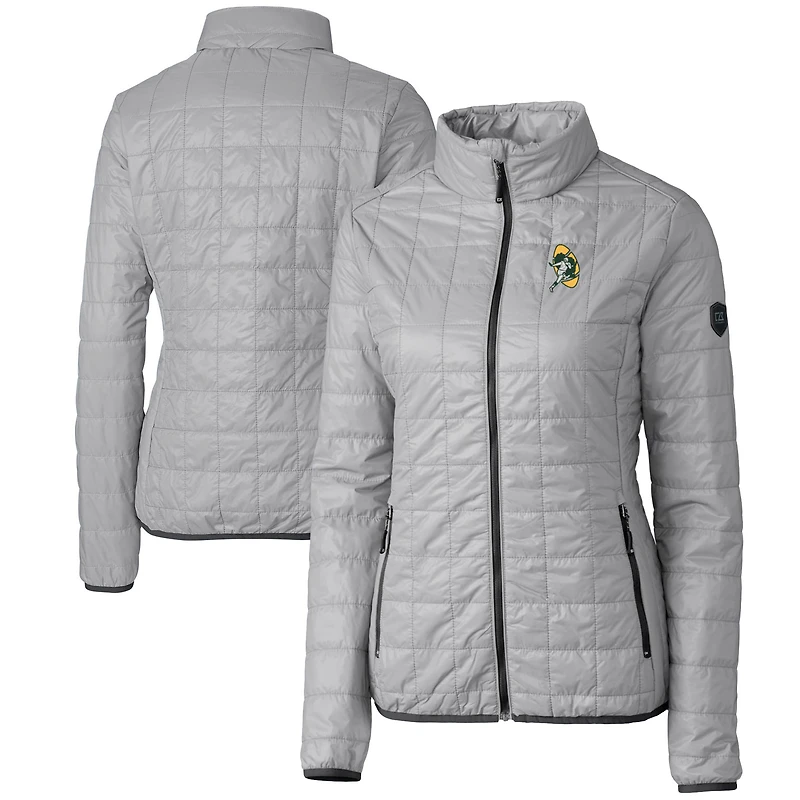 Doudoune Rainier PrimaLoft Eco entièrement zippée pour femme avec logo rétro des Green Bay Packers, gris Cutter & Buck