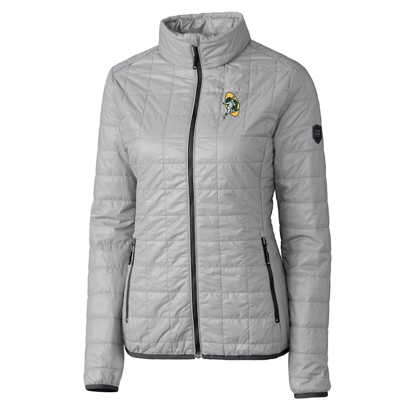 Doudoune Rainier PrimaLoft Eco entièrement zippée pour femme avec logo rétro des Green Bay Packers, gris Cutter & Buck