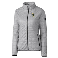Doudoune Rainier PrimaLoft Eco entièrement zippée pour femme avec logo rétro des Green Bay Packers, gris Cutter & Buck