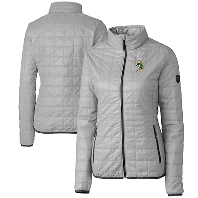 Doudoune Rainier PrimaLoft Eco entièrement zippée pour femme avec logo rétro des Green Bay Packers, gris Cutter & Buck