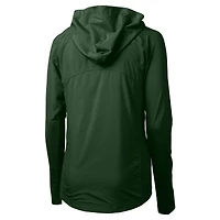 Sweat à capuche hybride recyclé entièrement zippé en tricot écologique Adapt pour femme Cutter & Buck Green avec logo du casque des Packers de Bay