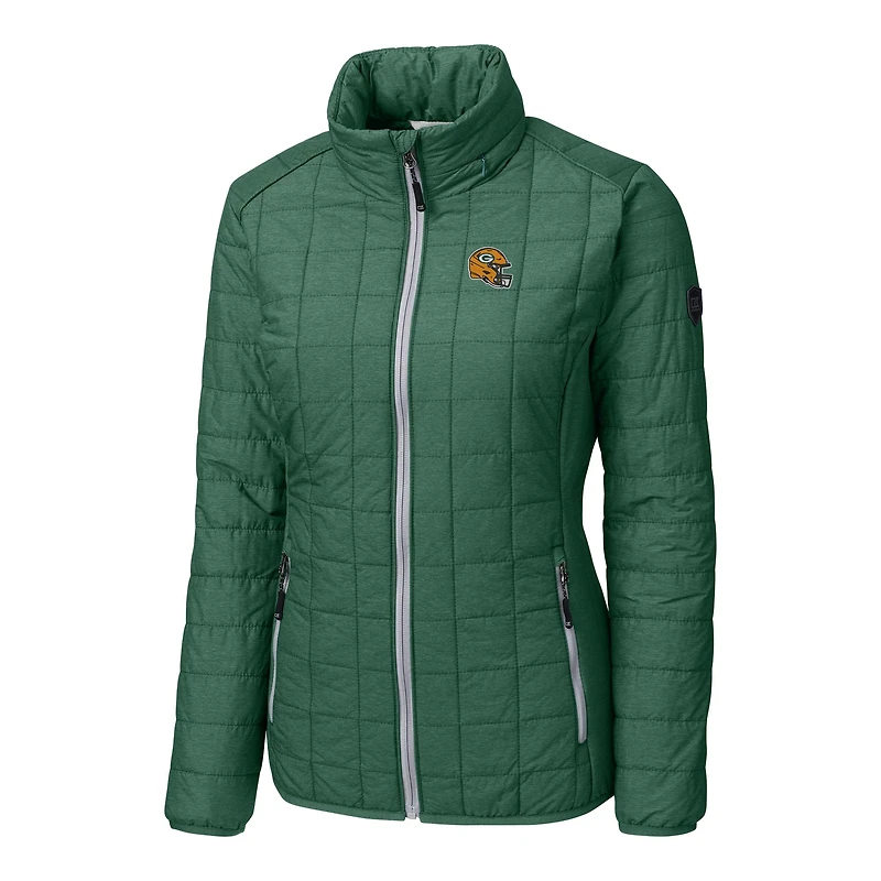 Veste matelassée isolante entièrement zippée Rainier PrimaLoft Eco pour femme avec logo casque des Packers de Green Bay, Cutter & Buck