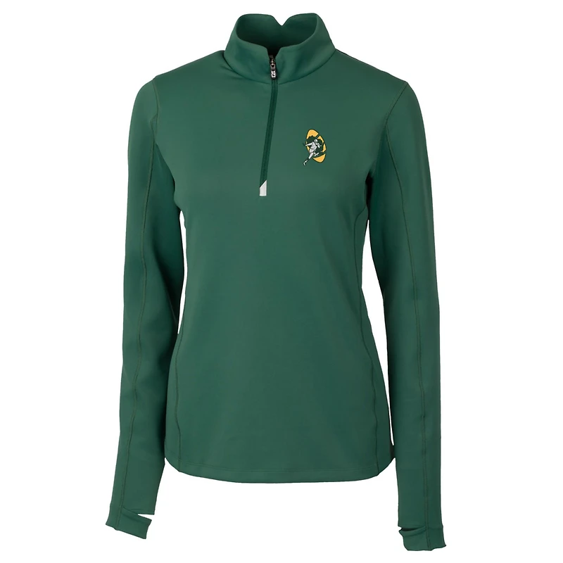 Pull-over extensible à fermeture éclair quart de tour pour femme Cutter & Buck Green Bay Packers Throwback Logo Traverse