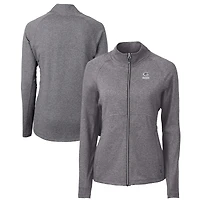 Veste zippée intégrale recyclée en tricot écologique Adapt Green Bay Packers pour femme Cutter & Buck Heather Black