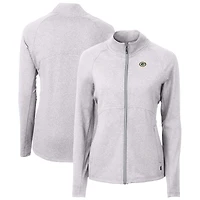 Veste zippée intégrale en tricot recyclé Adapt Eco Knit des Packers de Green Bay pour femme, gris chiné, Cutter & Buck
