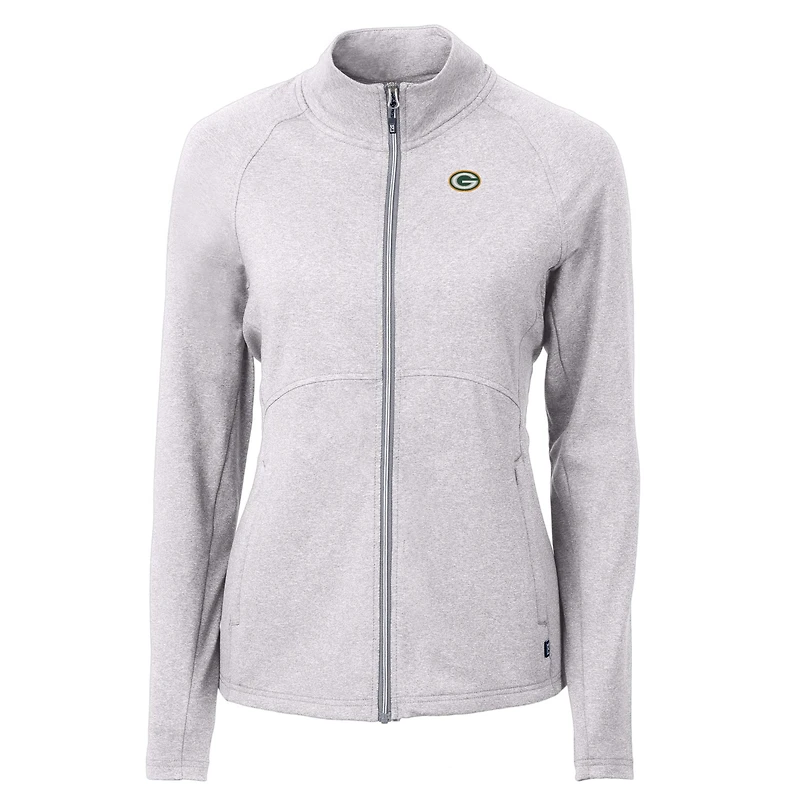 Veste zippée intégrale en tricot recyclé Adapt Eco Knit des Packers de Green Bay pour femme, gris chiné, Cutter & Buck