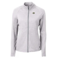 Veste zippée intégrale en tricot recyclé Adapt Eco Knit des Packers de Green Bay pour femme, gris chiné, Cutter & Buck