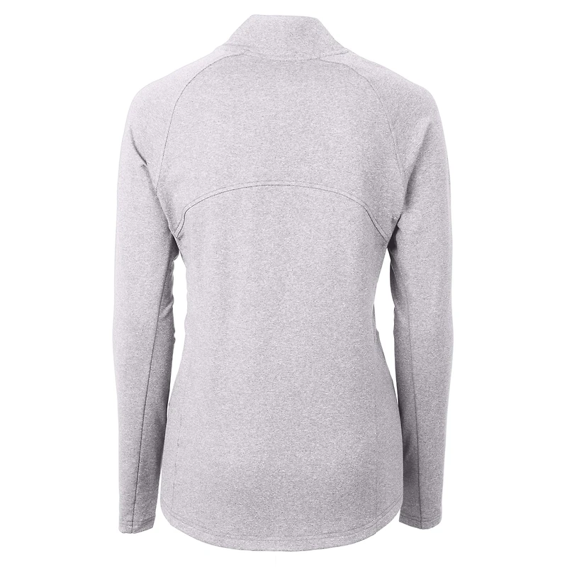 Veste zippée intégrale en tricot recyclé Adapt Eco Knit des Packers de Green Bay pour femme, gris chiné, Cutter & Buck