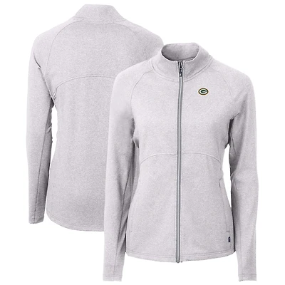 Veste zippée intégrale en tricot recyclé Adapt Eco Knit des Packers de Green Bay pour femme, gris chiné, Cutter & Buck