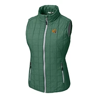 Gilet matelassé isolant entièrement zippé PrimaLoft Eco pour femme Cutter & Buck Heather Green avec logo du casque des Bay Packers Rainier