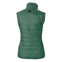 Gilet matelassé isolant entièrement zippé PrimaLoft Eco pour femme Cutter & Buck Heather Green avec logo du casque des Bay Packers Rainier