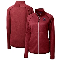 Veste polaire entièrement zippée pour femme Cutter & Buck Heathered Red Green Bay Packers Mainsail Sweater