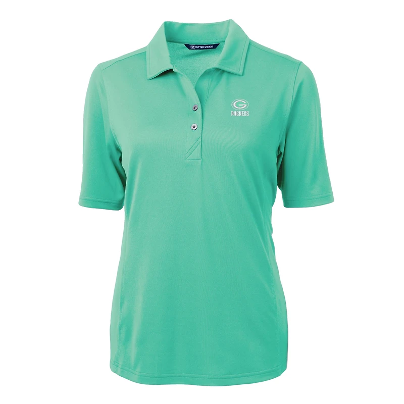 Women's Cutter & Buck Mint Green Bay Packers Virtue Eco Pique Recycled Polo